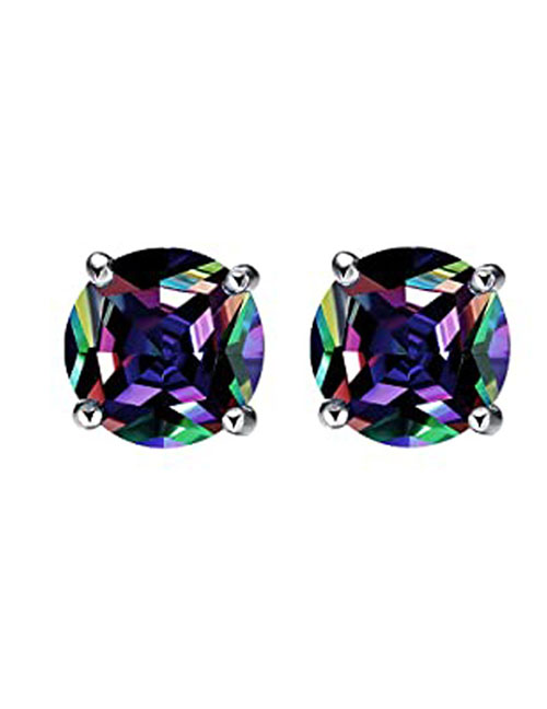 Fashion 26# Geometric Diamond Round Stud Earrings