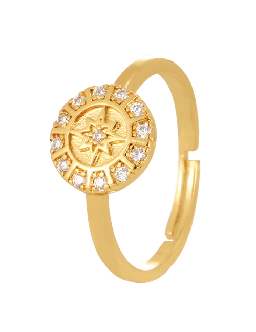 Fashion Gold Copper Set Zirconium Irregular Ring