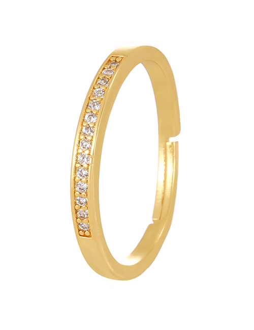 Fashion Gold-4 Copper Set Zirconium Irregular Ring
