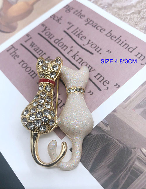 Fashion 1# Alloy Diamond Cat Brooch