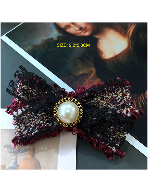 Fashion 1# Fabric Lace Bow Pearl Brooch