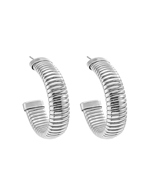 Fashion White K Metal Geometric Stripe C Stud Earrings