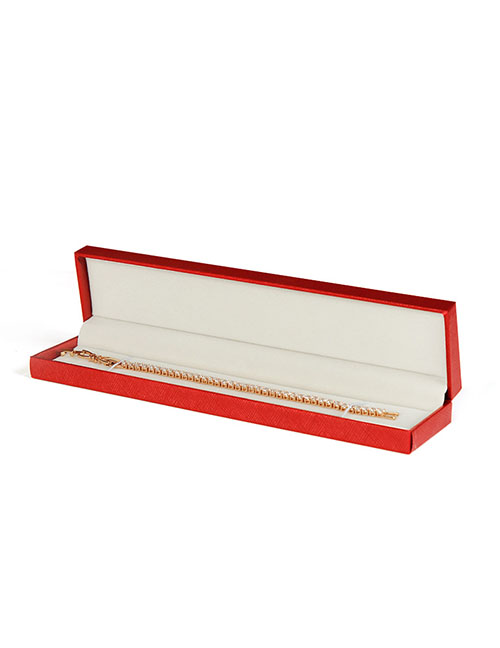 Fashion No. 1 Outer Red And Inner White Bracelet Box (oblique Plaid) Oblique Plaid Leather Paper Straight Edge Right Angle Jewelry Storage Box