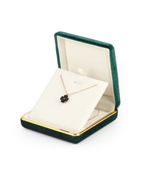 Fashion Green Big Pendant Box Gold Edge Flannel Yurt Jewelry Storage Box