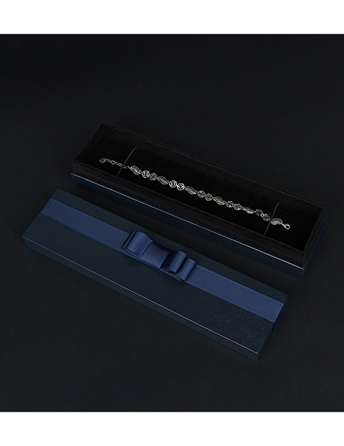 Fashion Tiandi Cover Plastic Box Blue Bracelet Box Square Jewelry Storage Box With Bow Knot Lid