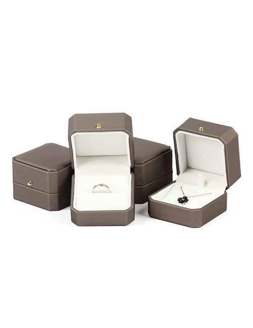 Fashion Light Gold Bracelet Box Pu Leather Buckle Octagonal Jewelry Storage Box