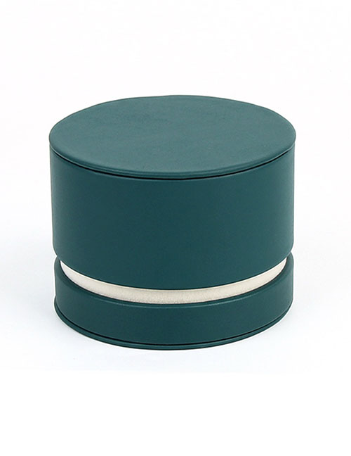Fashion Ring Pendant Dual-use Box [dark Green] Leather Paper Round Flip Jewelry Storage Box