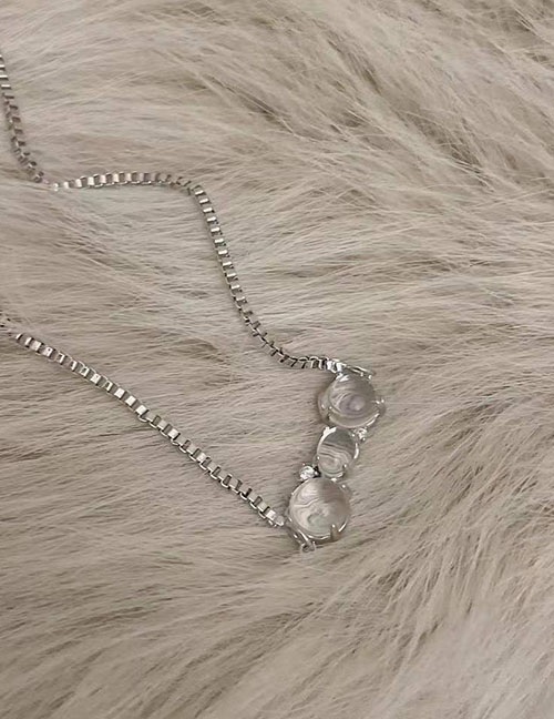 Fashion Three Crystals Geometric Diamond Claw Chain Crystal Necklace