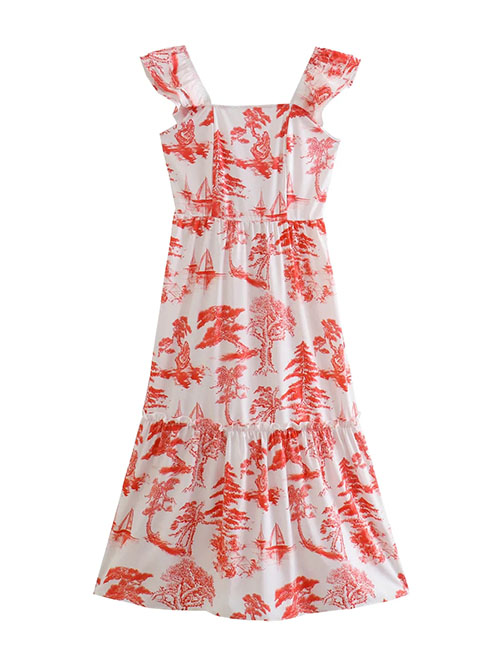 Fashion Red Agaric Print Dress
