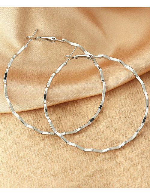 Fashion Silver Metal Geometric Wavy Earrings
