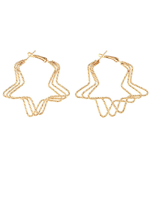 Fashion Gold Metal Geometric Pentagram Stud Earrings