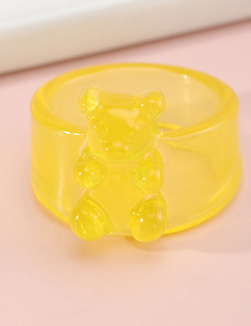 Fashion Yellow Resin Bear Ring