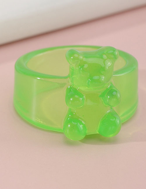 Fashion Green Resin Bear Ring