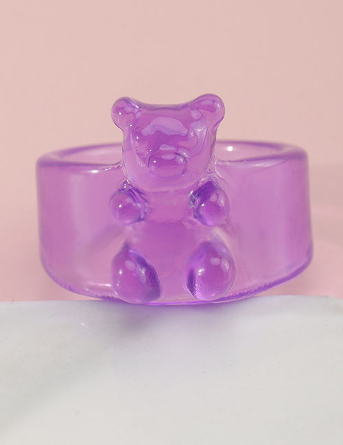 Fashion Purple Resin Bear Ring