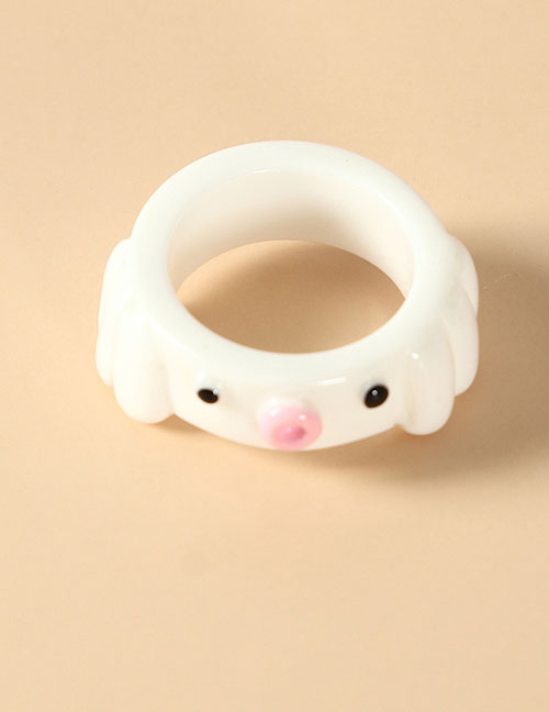 Fashion White Resin Piglet Ring