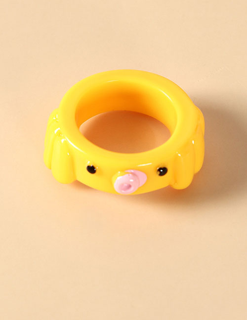 Fashion Yellow Resin Piglet Ring
