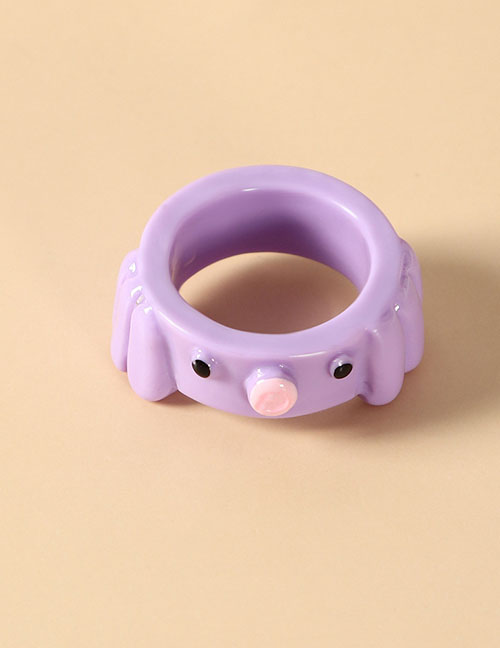 Fashion Purple Resin Piglet Ring