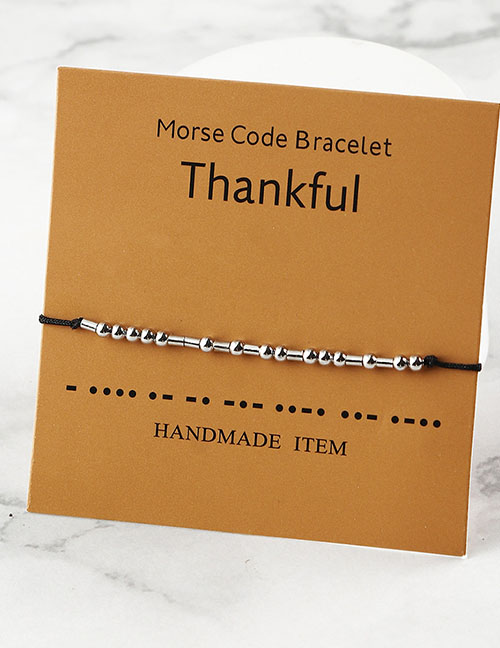 Fashion Thankful Geometric Morse Code Ball Bracelet