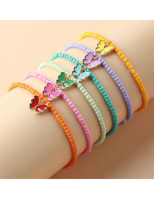 Fashion Bz1568taozhuang Colorful Rice Beads Beaded Oil Butterfly Bracelet Set