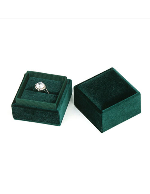 Fashion Dark Green Pendant Box Right Angle Corduroy Jewelry Organizer