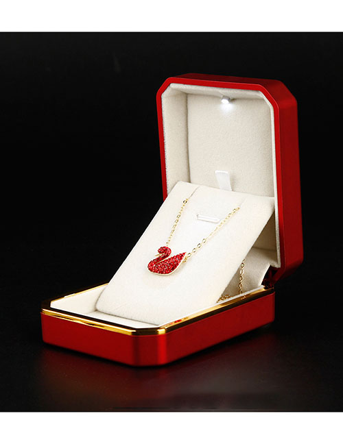Fashion Red Pendant Box White Lacquered Led Lighted Octagonal Ring Box (with Electronics)