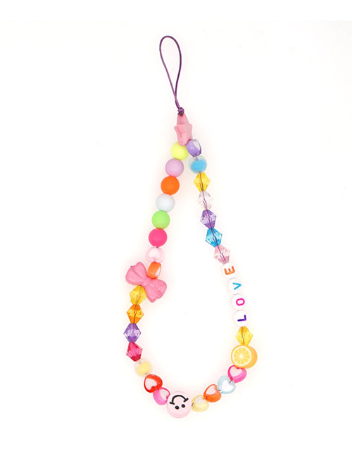 Fashion Qt-k210006 Acrylic Love Crystal Beads Soft Pottery Smiley Letter Mobile Phone Rope