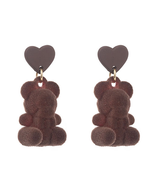 Fashion Bear Flocking Cartoon Love Bear Stud Earrings