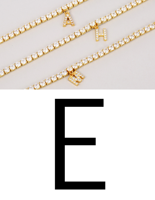 Fashion E Copper Inlaid Zirconium 26 Letter Pendant