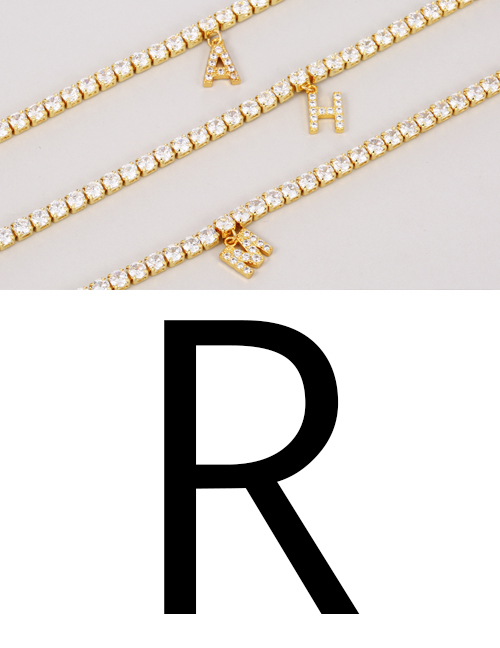 Fashion R Copper Inlaid Zirconium 26 Letter Pendant