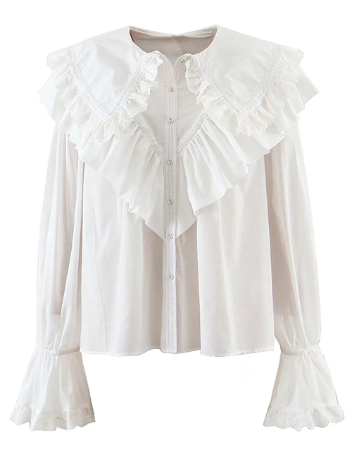 Fashion White Lace Lapel Shirt