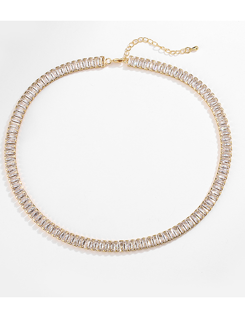Fashion 6mm Gold Necklace Bronze Diamond T Square Diamond Necklace