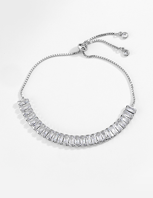 Fashion 6mm White Gold Bracelet Bronze Diamond T Square Diamond Necklace