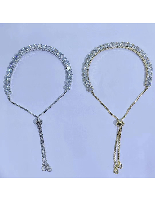 Fashion 5mm Gold Bracelet Bronze Diamond T Square Diamond Necklace