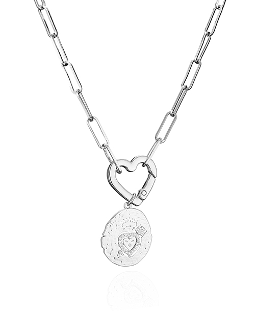 Fashion White Gold Brass Inlaid Zirconium Heart Irregular Necklace