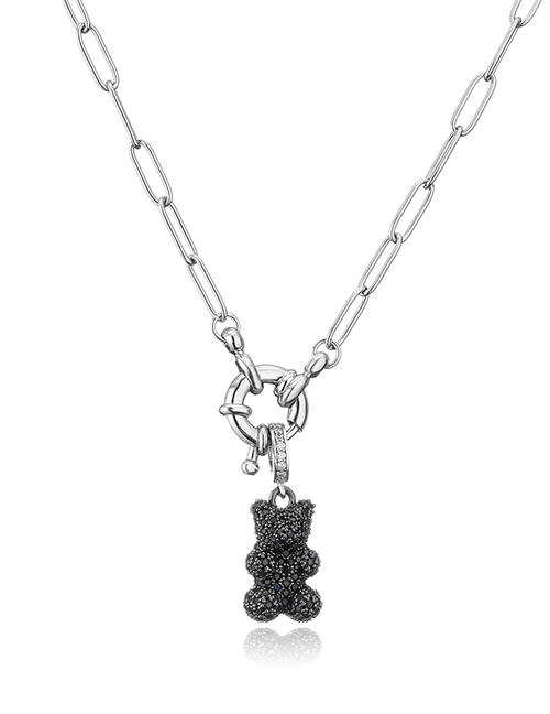 Fashion 4# Brass And Diamond Bear Twist Chain Necklace