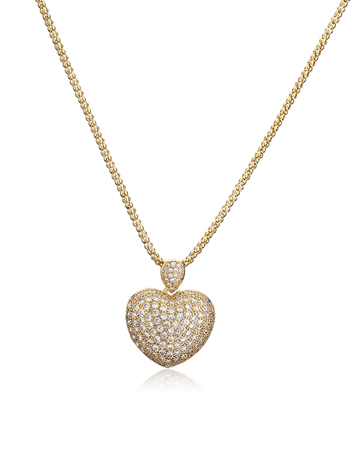 Fashion Gold Bronze Zirconium Heart Twist Chain Necklace