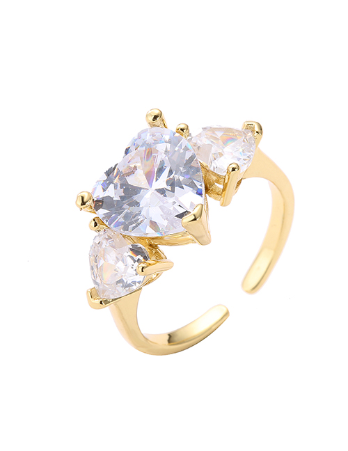 Fashion Vj339 Gold Brass Set Heart Zirconium Ring