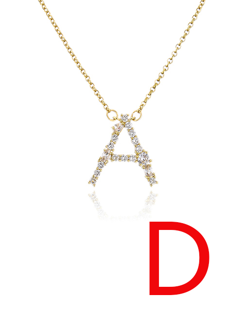 Fashion D Bronze Zirconium 26 Letter Necklace