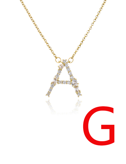 Fashion G Bronze Zirconium 26 Letter Necklace