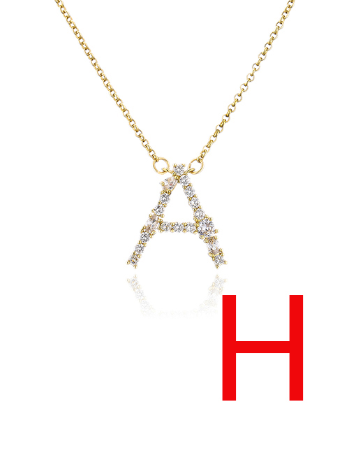 Fashion H Bronze Zirconium 26 Letter Necklace