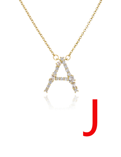 Fashion J Bronze Zirconium 26 Letter Necklace