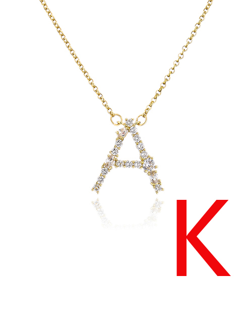 Fashion K Bronze Zirconium 26 Letter Necklace
