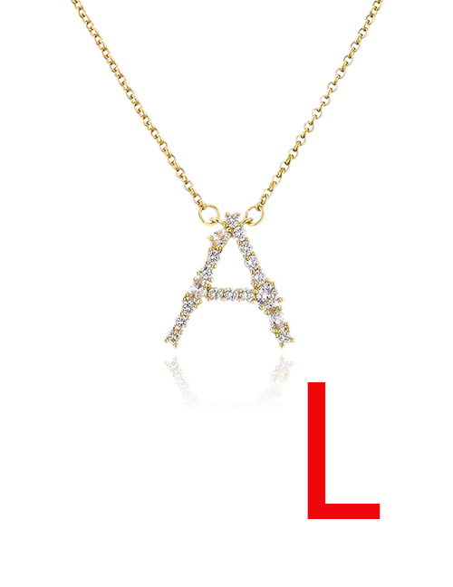 Fashion L Bronze Zirconium 26 Letter Necklace
