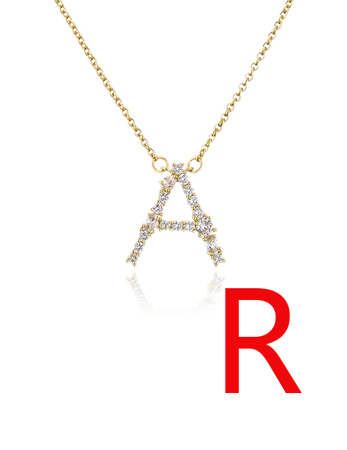 Fashion R Bronze Zirconium 26 Letter Necklace