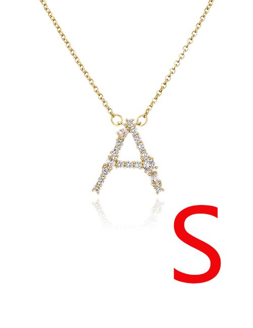 Fashion S Bronze Zirconium 26 Letter Necklace