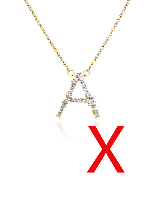 Fashion X Bronze Zirconium 26 Letter Necklace