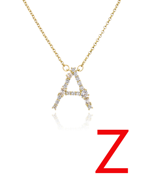 Fashion Z Bronze Zirconium 26 Letter Necklace