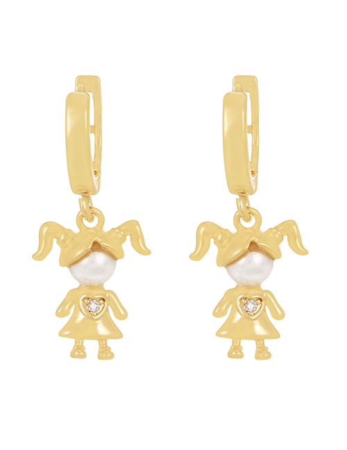 Fashion Gold-2 Copper Pearl Girls Earrings