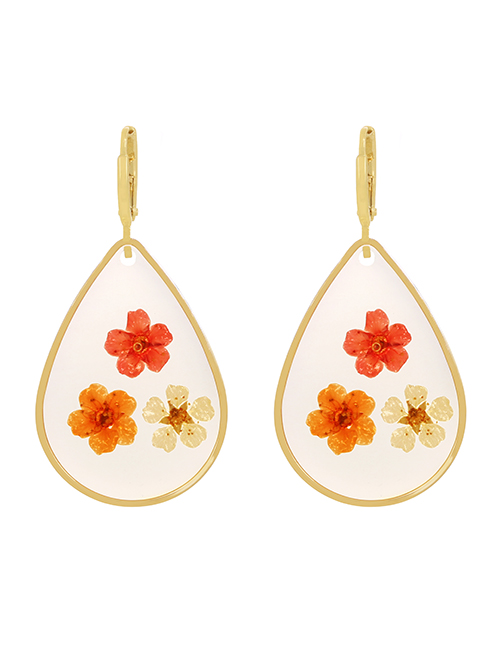 Fashion Gold Alloy Water Drop Flower Earrings
