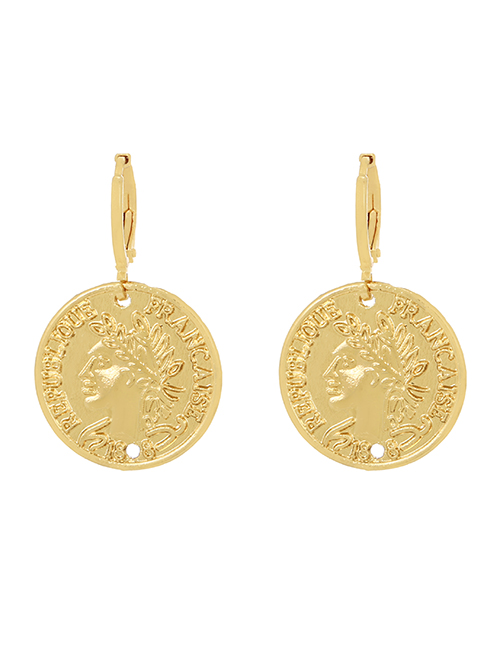 Fashion Gold-2 Alloy Portrait Round Earrings